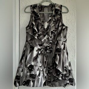 New York & Company Black and White Ruffle Blouse